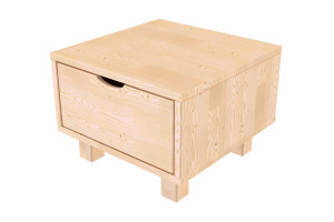 ABC MEUBLES Comodino camera da letto con cassetto Cubo -  Legno Grezzo (senza vernice)