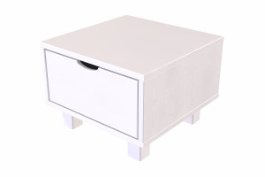 ABC MEUBLES Table de chevet bois Cube + tiroir - Blanc