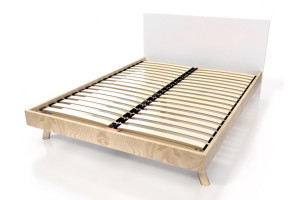 ABC MEUBLES Skandinavisches Bett Viking 140x190 aus Massivholz - Naturlack/Weiß