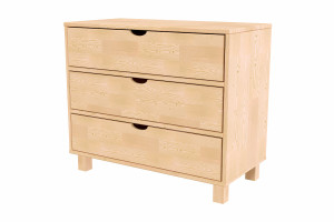 ABC MEUBLES Cube Holzkommode mit 3 Schubladen - Roh (ohne Lack)