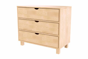 ABC MEUBLES Commode bois 3 tiroirs Cube - Vernis Naturel