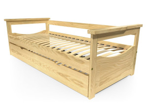 ABC MEUBLES Lit Gigogne 80x200 Topaze Pin massif - Miel
