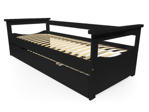 ABC MEUBLES Ausziehbares bett 90x200 Topaze aus Massivholz - Schwarz