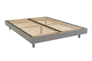 ABC MEUBLES Sommier à lattes 2 places bois Kit France - 160x200 - Gris