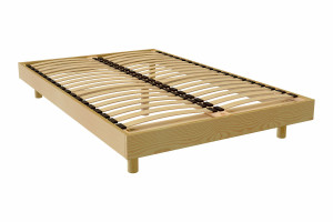 ABC MEUBLES Sommier à lattes 2 places bois Kit France - 120x190 - Miel