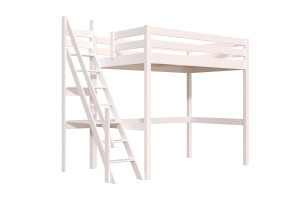 ABC MEUBLES Hochbett holz Sylvia 120x200 mit Müllertreppe - Weiß