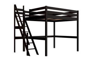 ABC MEUBLES Hochbett 160x200 Sylvia mit Müllertreppe - Schwarz