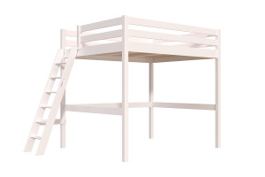 ABC MEUBLES Letto a soppalco in legno Sylvia 160x200 scala inclinata -  Bianco