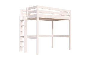 False Hohes bett 1-Personen Sylvia 120x200 mit gerader Leiter - Weiß