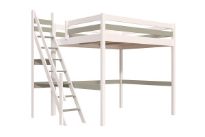 ABC MEUBLES Hochbett 160x200 Sylvia mit Müllertreppe - Weiß/Mokka