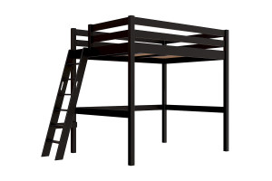 ABC MEUBLES Hochbett 140x200 Sylvia schräge Leiter - Schwarz