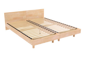ABC MEUBLES Twinbetten Massivholz mit Kopfteil Twin - 90x190 - Roh (ohne Lack)