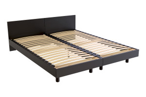 ABC MEUBLES Twinbetten Massivholz mit Kopfteil Twin - 90x190 - Schwarz