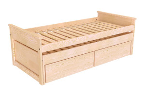 ABC MEUBLES Letto estraibile 90x200 Maxi in legno + cassetti -  Legno Grezzo (senza vernice)