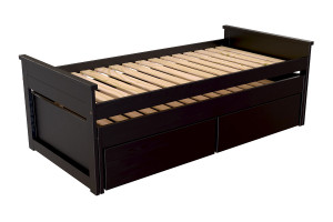 ABC MEUBLES Ausziehbares bett 90x200 Maxi aux Massivholz mit Schubladen - Schwarz
