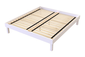 ABC MEUBLES Queensize Bett 180x200 Massivholz Komfort - Weiß