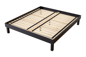 ABC MEUBLES Queensize Bett 180x200 Massivholz Komfort - Schwarz