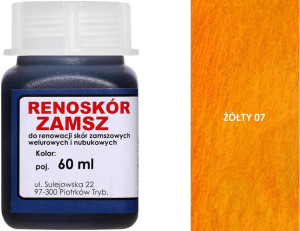 RENOSKÓR FARBA DO RENOWACJI ZAMSZU NUBUKU I WELURU 250 ML - ŻÓŁTY / G12-98 ŻÓŁTY 60 ML