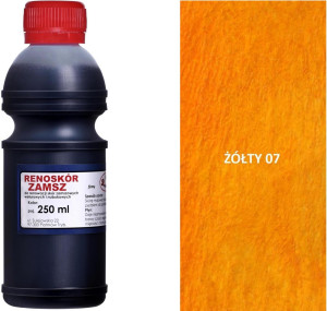 RENOSKÓR FARBA DO RENOWACJI ZAMSZU NUBUKU I WELURU 250 ML - ŻÓŁTY / G12-98 ŻÓŁTY 250 ML