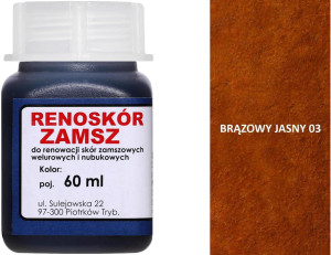 RENOSKÓR FARBA DO RENOWACJI ZAMSZU NUBUKU I WELURU 500 ML - ŻÓŁTY / G13-05 BRĄZOWY JASNY 60 ML