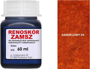RENOSKÓR FARBA DO RENOWACJI ZAMSZU NUBUKU I WELURU 500 ML - ŻÓŁTY / G13-05 KARMELOWY 60 ML