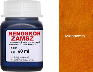 RENOSKÓR FARBA DO RENOWACJI ZAMSZU NUBUKU I WELURU 500 ML - ŻÓŁTY / G13-05 MIODOWY 60 ML