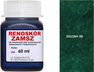 RENOSKÓR FARBA DO RENOWACJI ZAMSZU NUBUKU I WELURU 500 ML - ŻÓŁTY / G13-05 ZIELONY 60 ML
