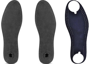 CZARNE CIENKIE SKÓRZANE WKŁADKI DO BUTÓW Z PLASTRAMI / G10-73 Czarny 35 - 22,7 cm