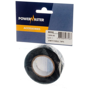 Powermaster Insulating Tape, Black, 20m, Fire Resistant, Electrical Insulation