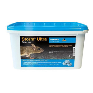 Storm Poison Rodent Killer, 3kg, Black, Kills House Mice, Brown Rats, Black Rats, Effective in 4-10 Days, Rodenticide