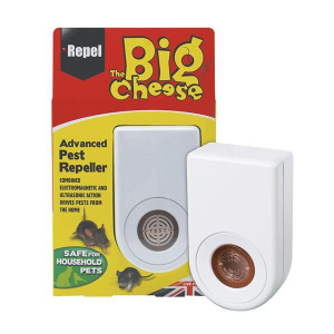 Big Cheese Advanced Pest Repeller, Humane Rodent Deterrent with Ultrasound and Electromagnetic Action, 37m² Coverage, Safe for Pets and Children