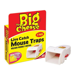 Big Cheese Live Catch Mouse Traps, Reusable, Humane, Twin Pack for Home Use