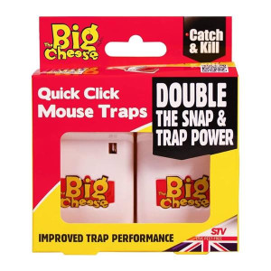 Big Cheese Quick Click Mouse Traps, 2 Pack, Baited and Ready-to-Use, Pest Control