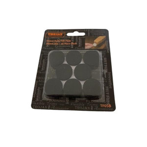 Trojan Felt Pads 1" Self-Adhesive, Assorted Black or Beige, 16-Count for Furniture Protection