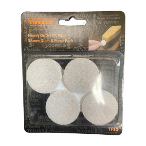 Trojan Heavy Duty Felt Pads 38mm, Black, 8-Pack for Furniture Legs