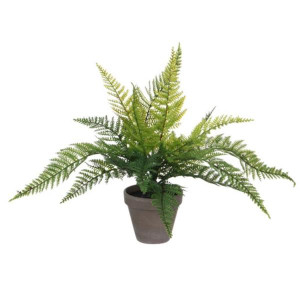 Mica Decorations Fern Green In Pot Stan Grey - Artificial Plant, Low Maintenance, Grey