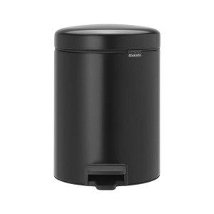 Brabantia Newicon Pedal Matt Black 5L Bin with Odour-Proof Lid and Non-Slip Base for Household Waste