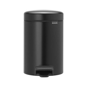 Brabantia Newicon Pedal Bin, Matt Black, 3L, Odour-Proof, Soft Closing Lid, Bathroom or Toilet