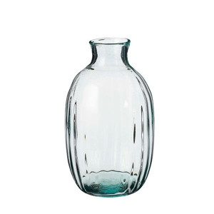 Recycled Glass Optic Vase by Mica Decorations, H29.5 x D18 cm, Eco-Friendly Home Decor
