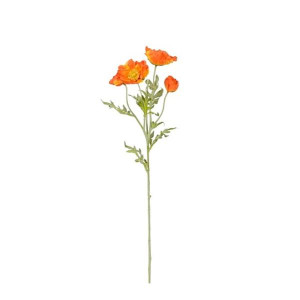 Poppy Orange Artificial Flower Decoration by Mica Decorations, 162 cm, Orange Color, Maintenance-Free