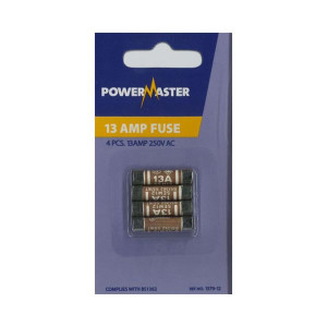 Powermaster 13 Amp Fuses, 4 Pack, Lead Free, Colour Coded, BS 1362 Compliant