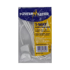 Powermaster 5M 13Amp Extension Lead, 1 Way, Surge Protection for Electrical Devices