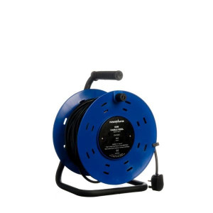 Powermaster Cable Reel 50M 220V, Suitable for 1200W Appliances, BS 1362 Compliant, Lead Free, 50M Length
