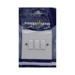 Powermaster 3 Gang 2 Way Wall Switch, 6 Amp, 3G, for Residential and Commercial Use