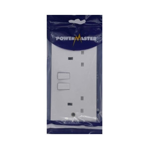 Powermaster Switched Socket 2G 13Amp - UK 13A Socket with On/Off Switch for Home and Office Use