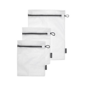 Brabantia Wash Bags White With Grey Zip 3Pk, Protective Mesh Bags for Delicates, 2-Year Guarantee