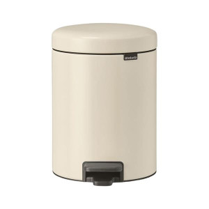 Brabantia Newicon Pedal Soft Beige Bin, 5L, Odour-Proof, Soft Closing Lid, Non-Slip Base, Bathroom or Nursery Use