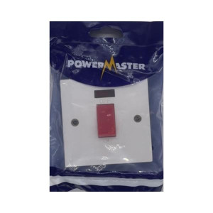 Powermaster Cooker Switch 1G 45Amp With Neon Spur, 45Amp Rating, Single Gang, Kitchen Use