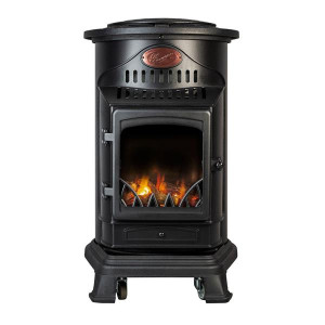 Provence Portable Gas Fire Heater 3.4Kw, Cast Iron, Real Flame, No Flue Required, 100% Heat Efficient, 35kg, 79cm x 45.5cm x 52cm