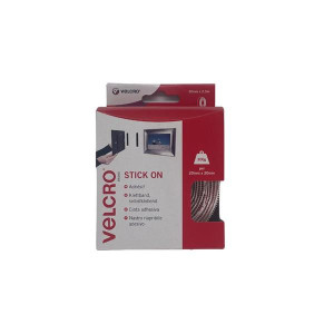 Velcro White Stick On Tape, 20mm x 2.5m, Reusable Fastening for DIY Projects and Organization